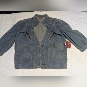 Apple Bottoms NWT Denim Jacket XL Embroidered Studded Y2K Buckle Back
